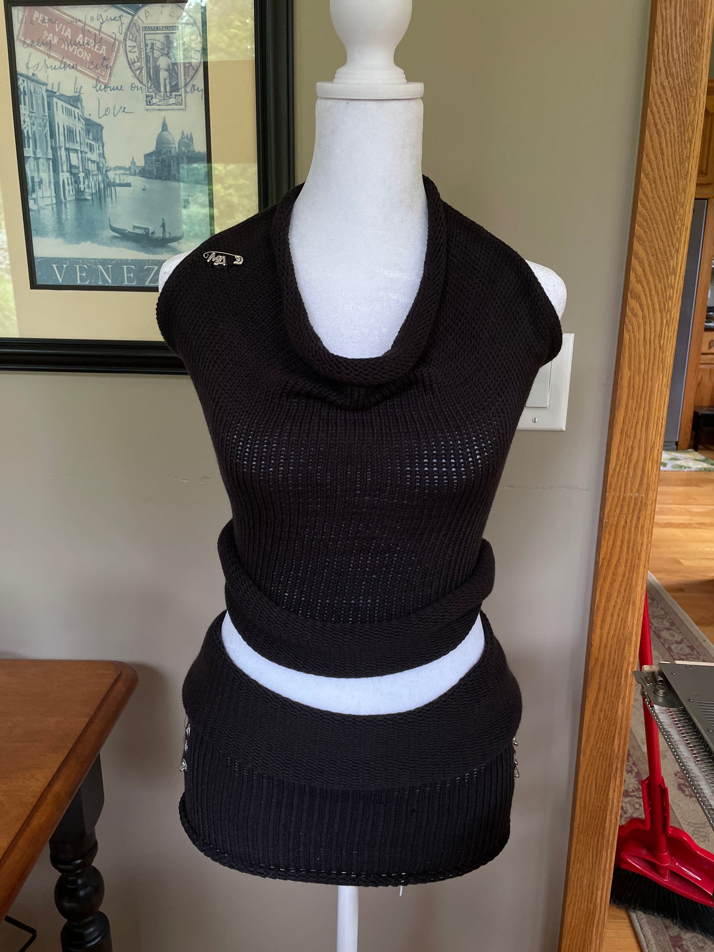 Black Knit Grommet Two-Piece Set (One of One)