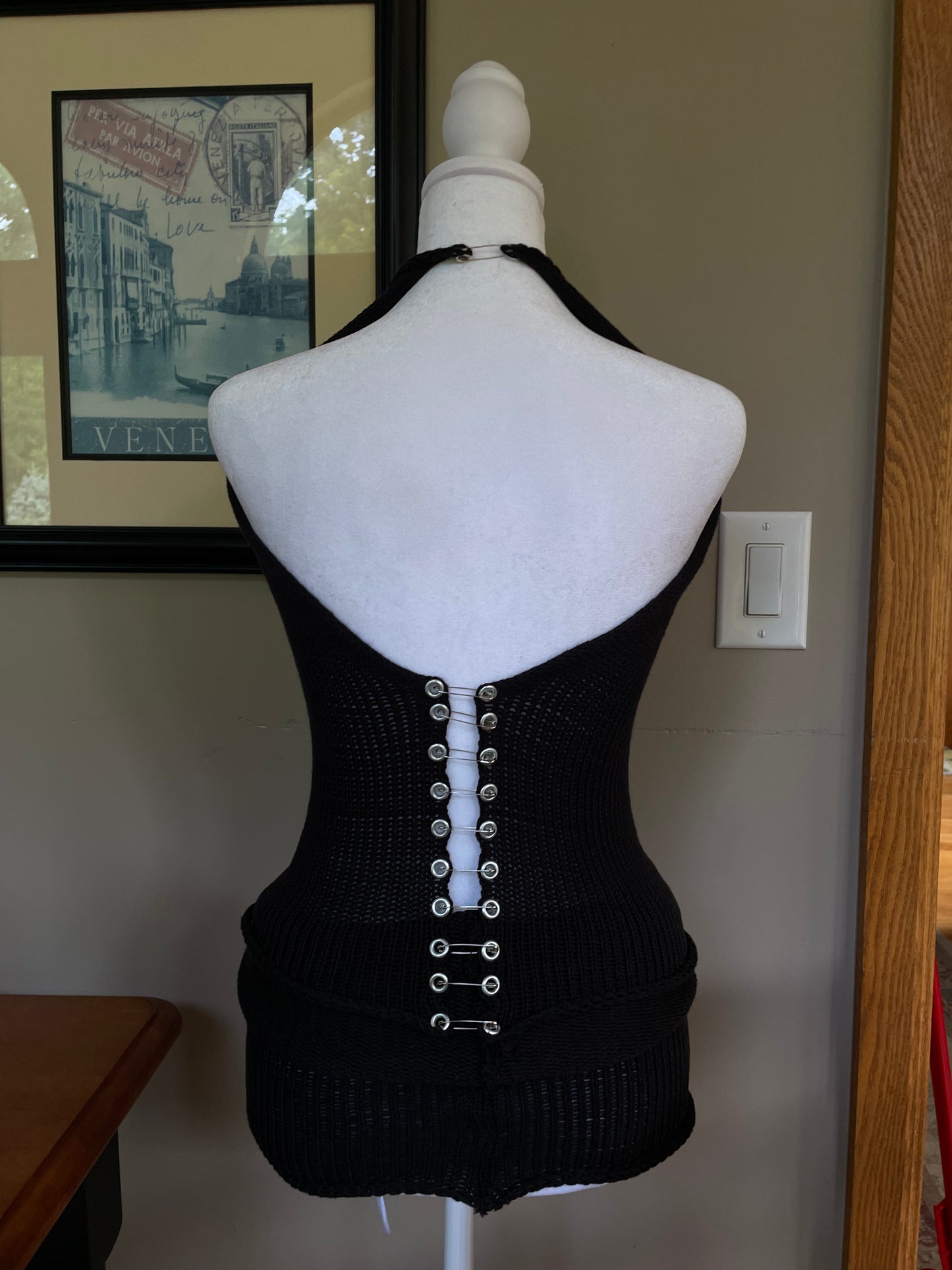 Black Knit Grommet Two-Piece Set (One of One)