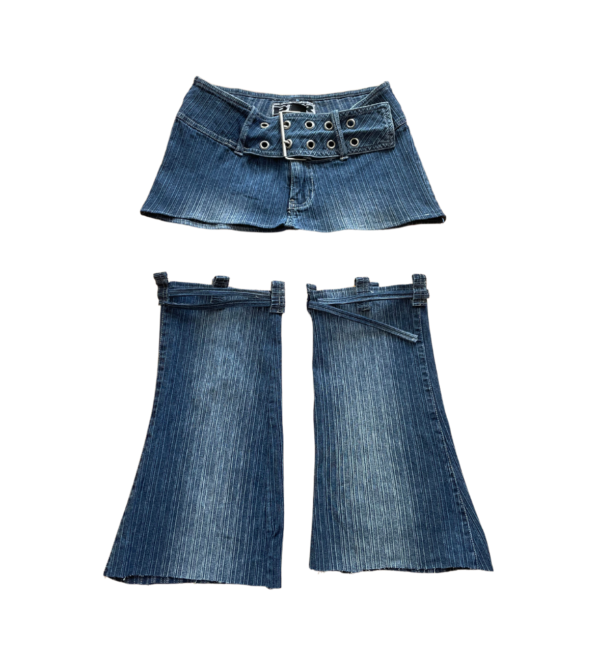 Denim Micro-Mini Skirt with Matching Legwarmers